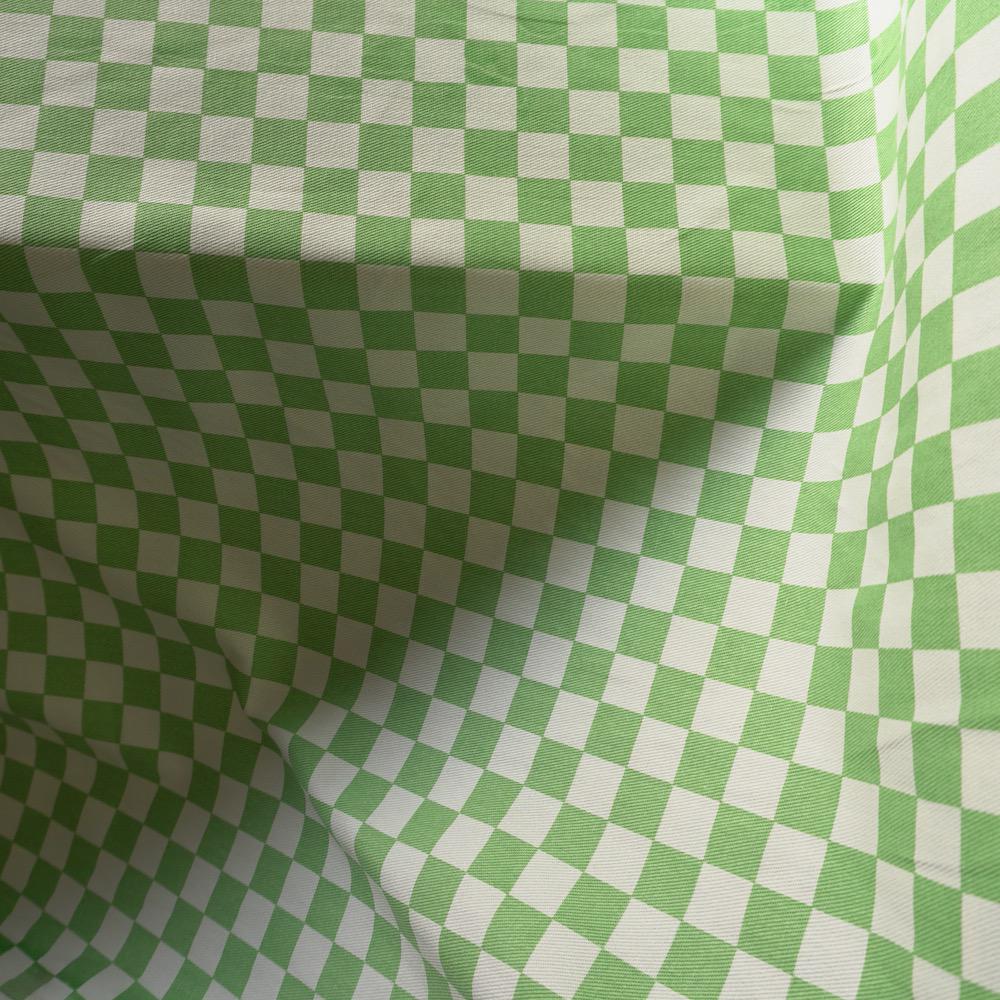 Cotton Canvas Checker board - Lime Green