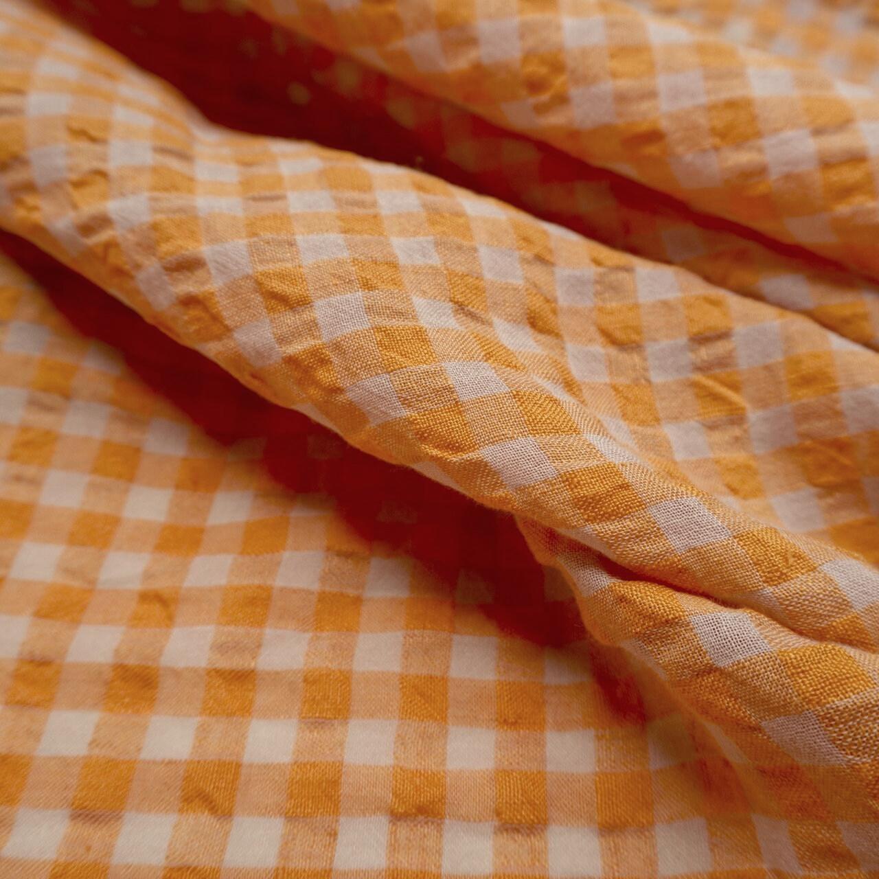 Yarn dyed Linen crinkled gingham – Orange