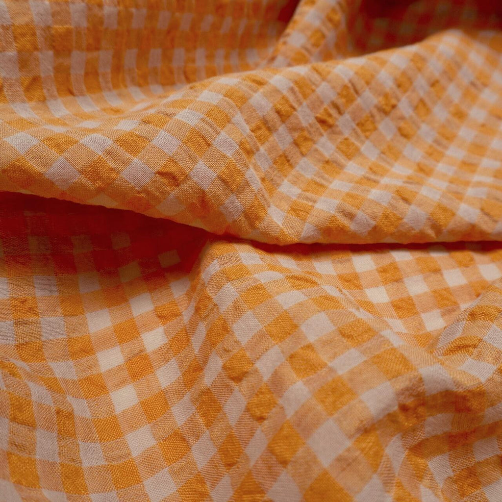Yarn dyed Linen crinkled gingham – Orange