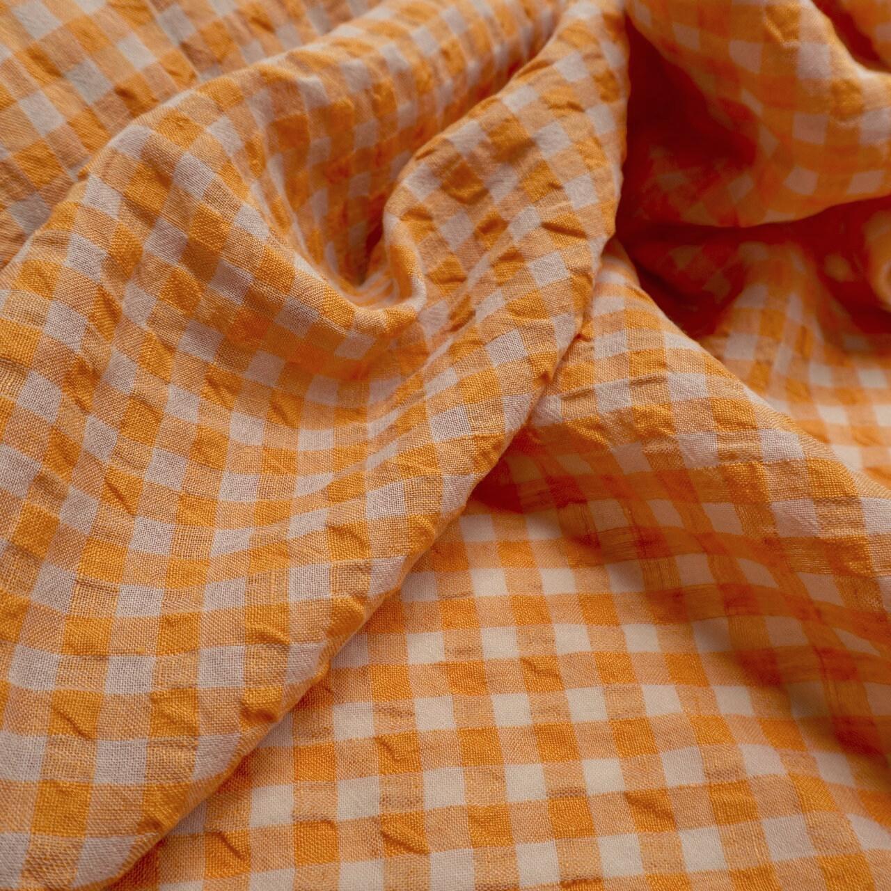 Yarn dyed Linen crinkled gingham – Orange