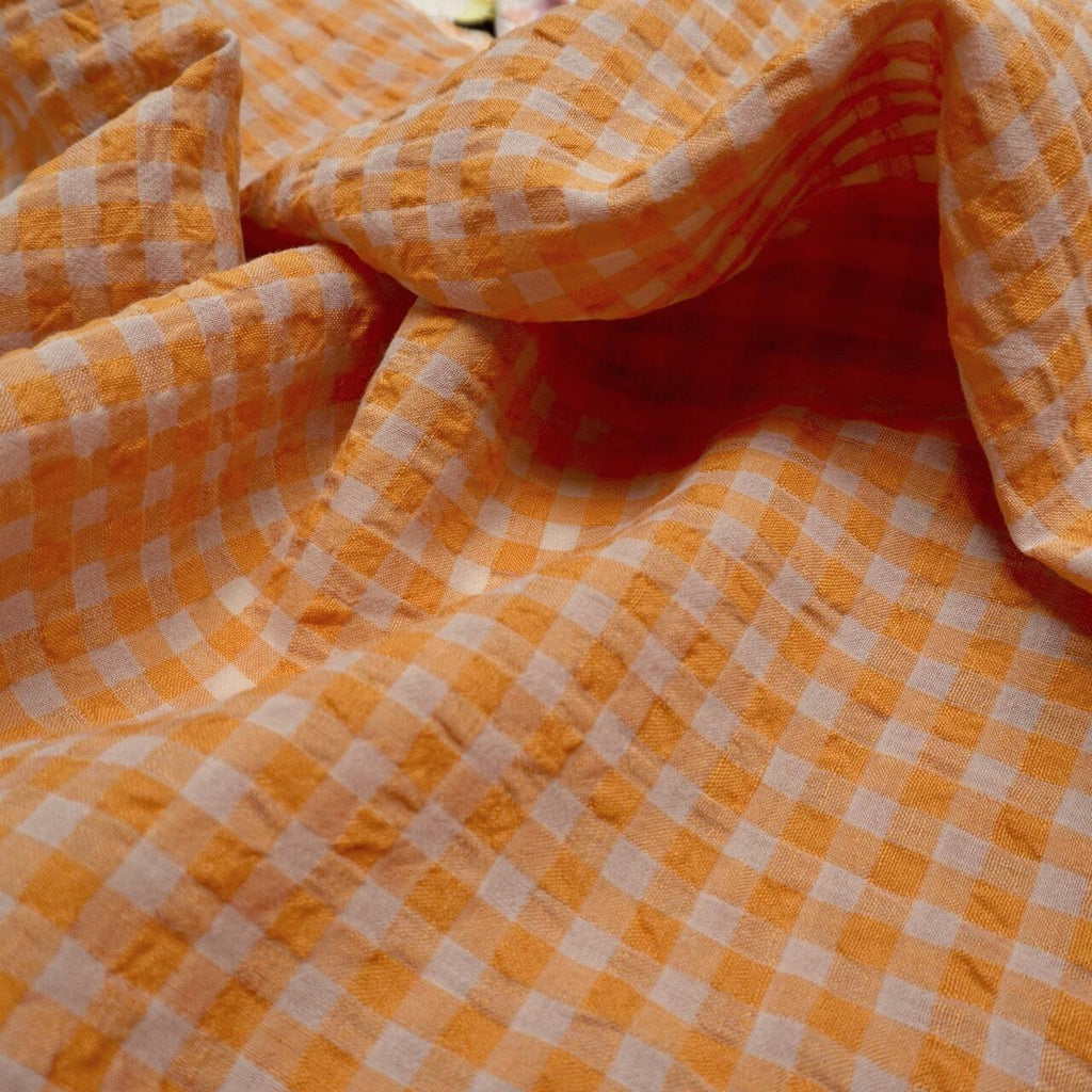 Yarn dyed Linen crinkled gingham – Orange