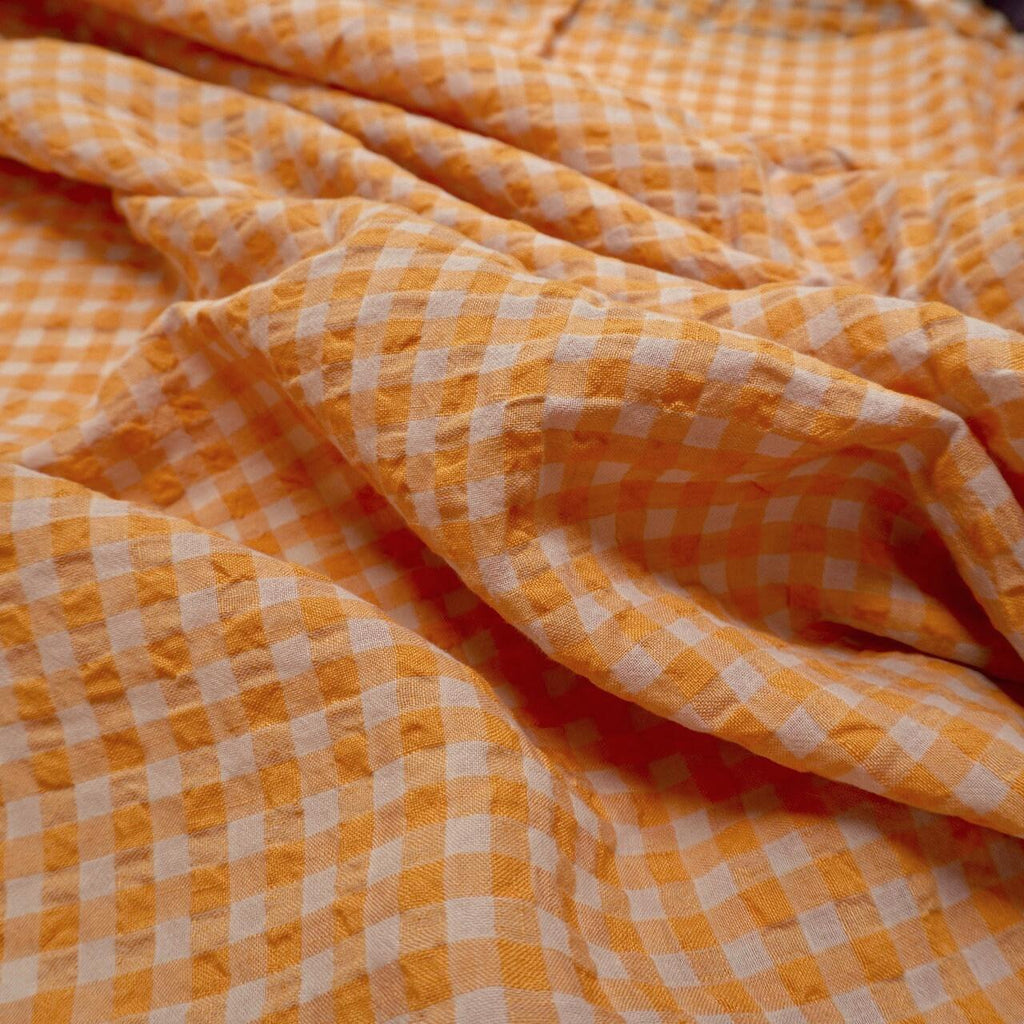 Yarn dyed Linen crinkled gingham – Orange