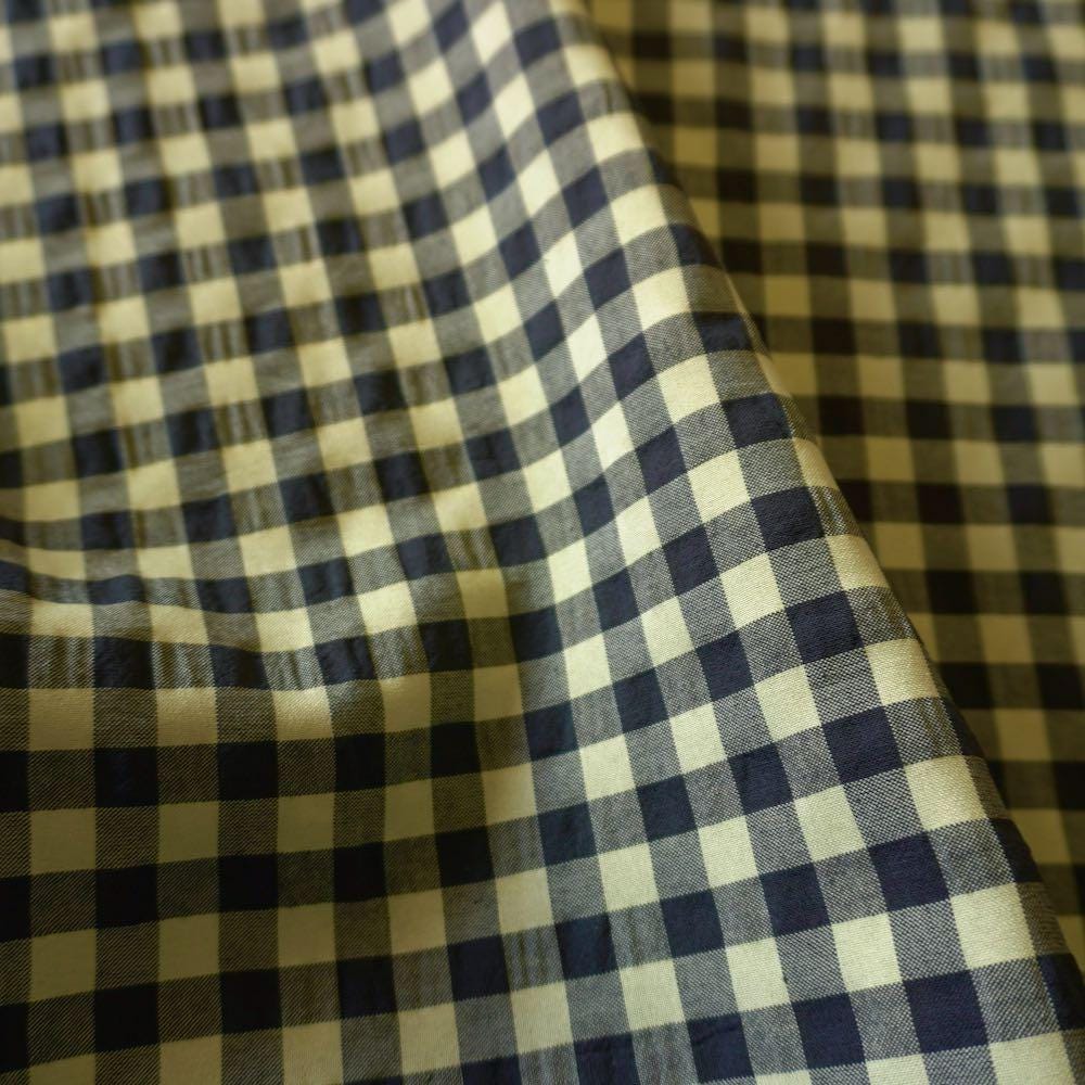 Yarn dyed cotton gingham bubble fabric - Black Yellow