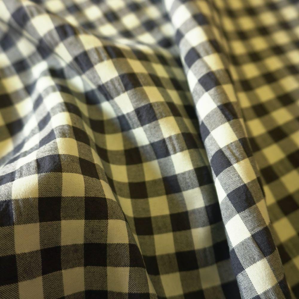 Yarn dyed cotton gingham bubble fabric - Black Yellow