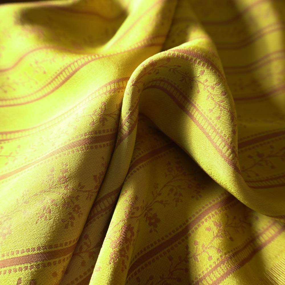 Yarn-Dyed Tencel Cotton Jacquard - Woven Vine Stripe - Yellow Chartreuse