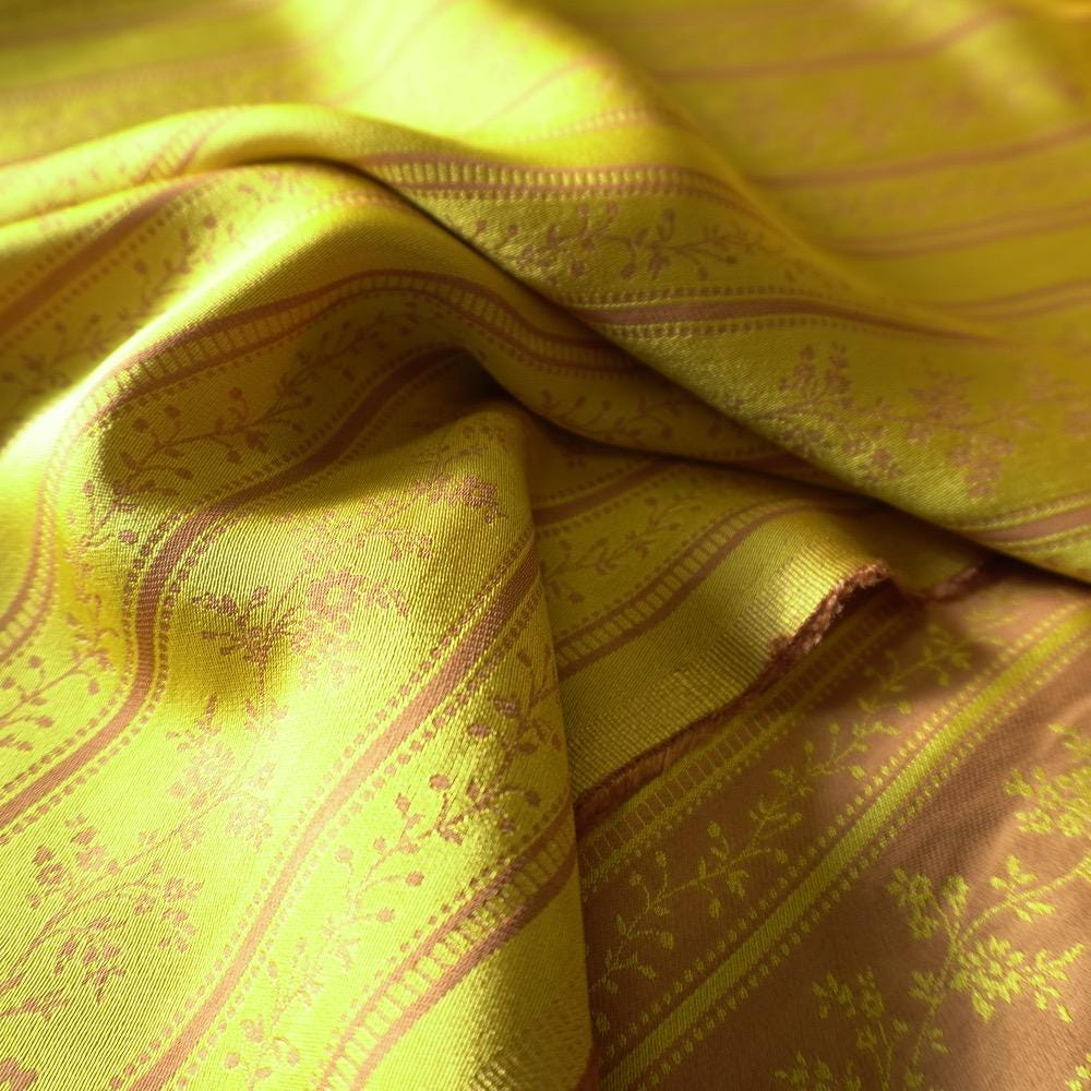 Yarn-Dyed Tencel Cotton Jacquard - Woven Vine Stripe - Yellow Chartreuse
