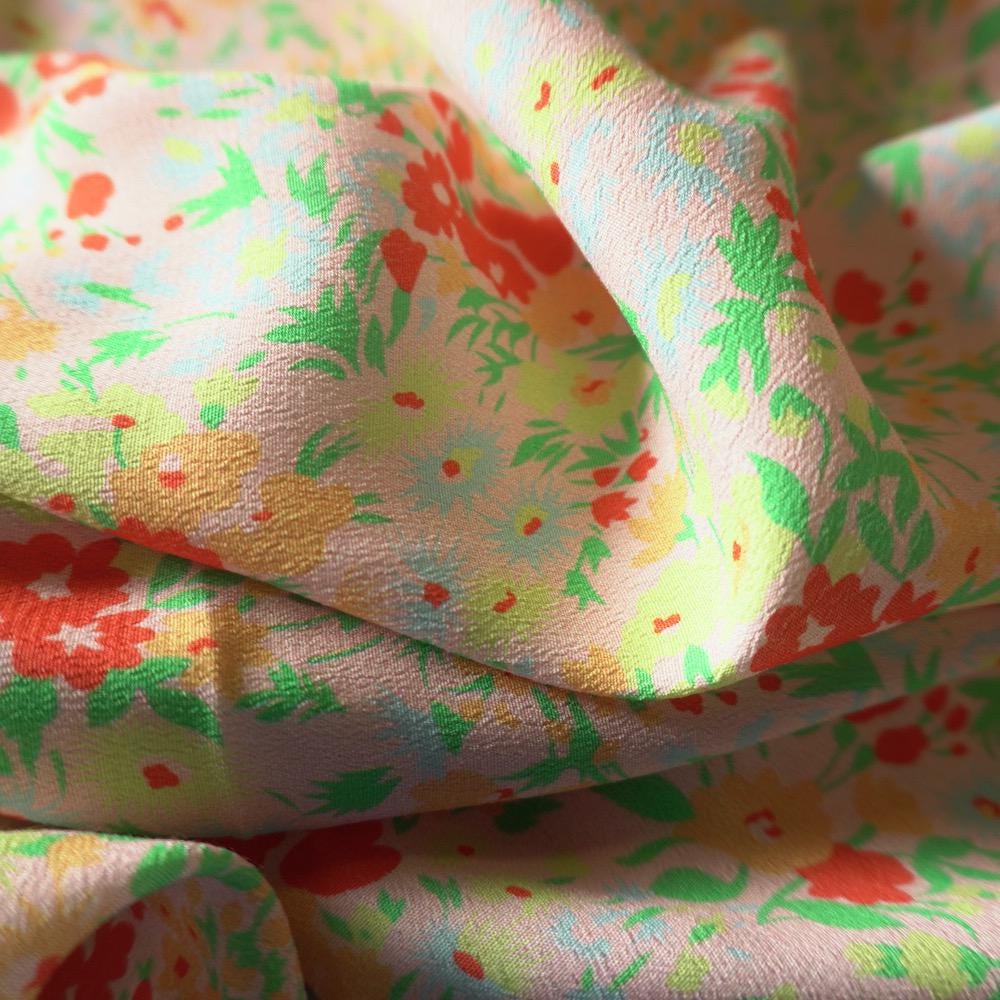 Coral Meadow Floral Tence Viscose Dual Crepe