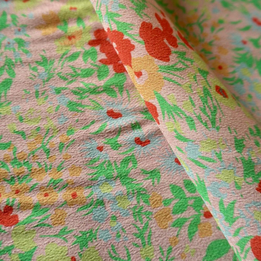 Coral Meadow Floral Tence Viscose Dual Crepe