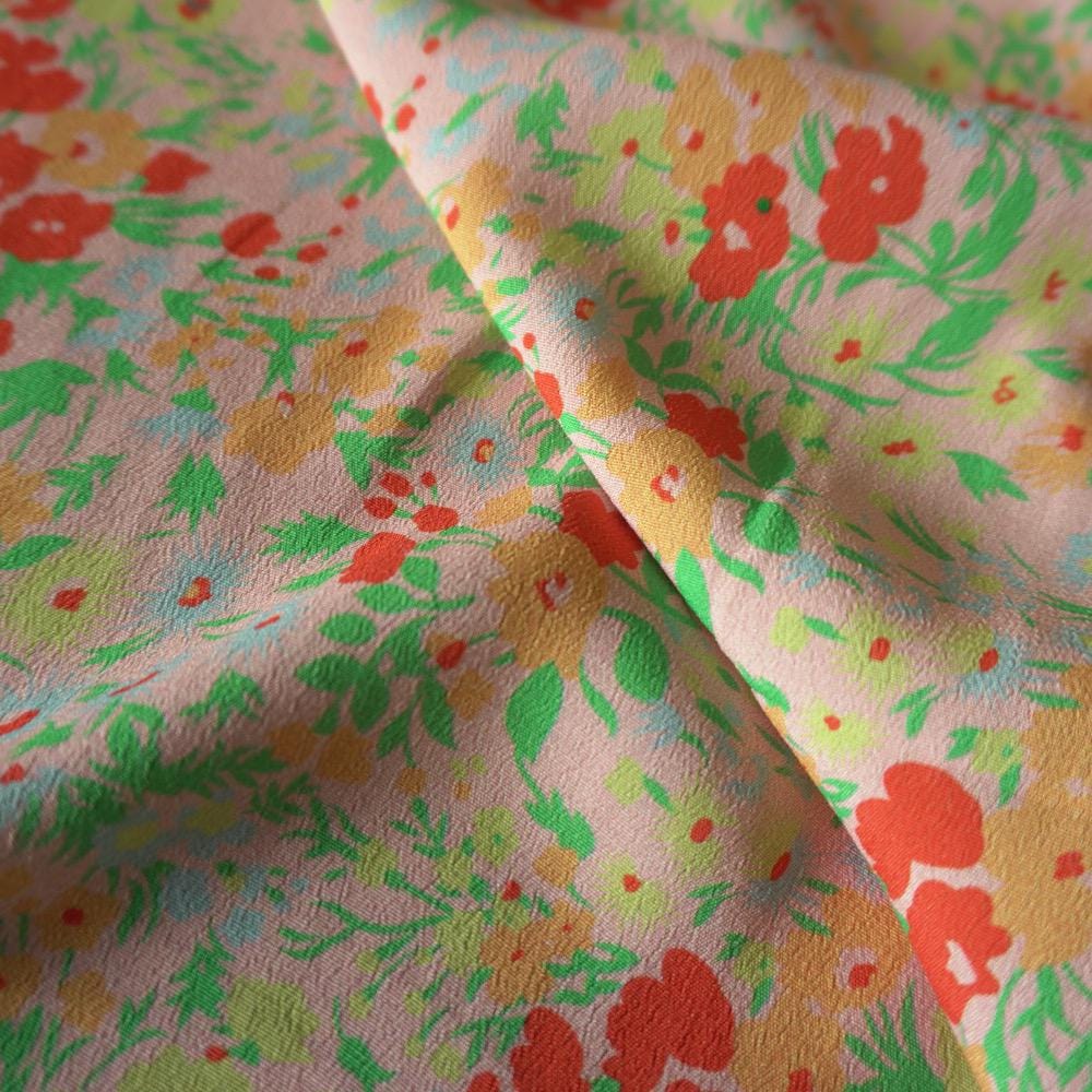 Coral Meadow Floral Tence Viscose Dual Crepe