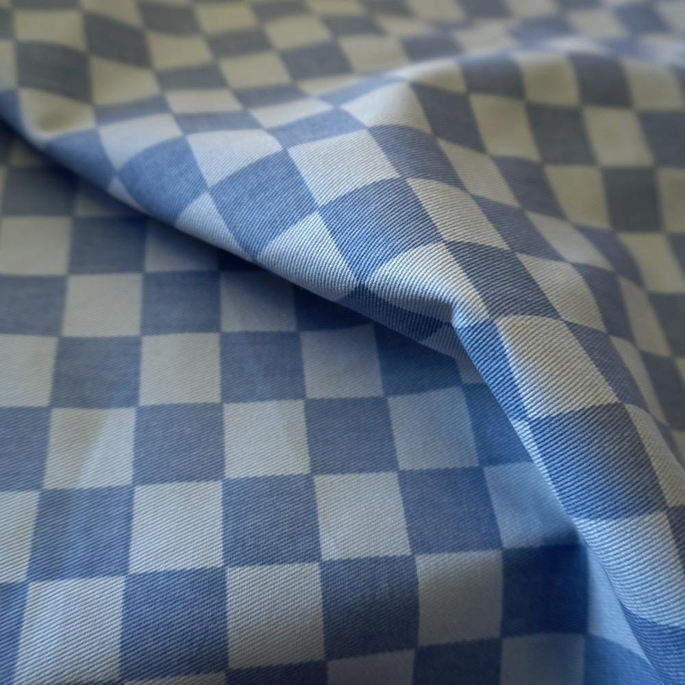 Cotton Canvas Checker board - Cornflower Blue