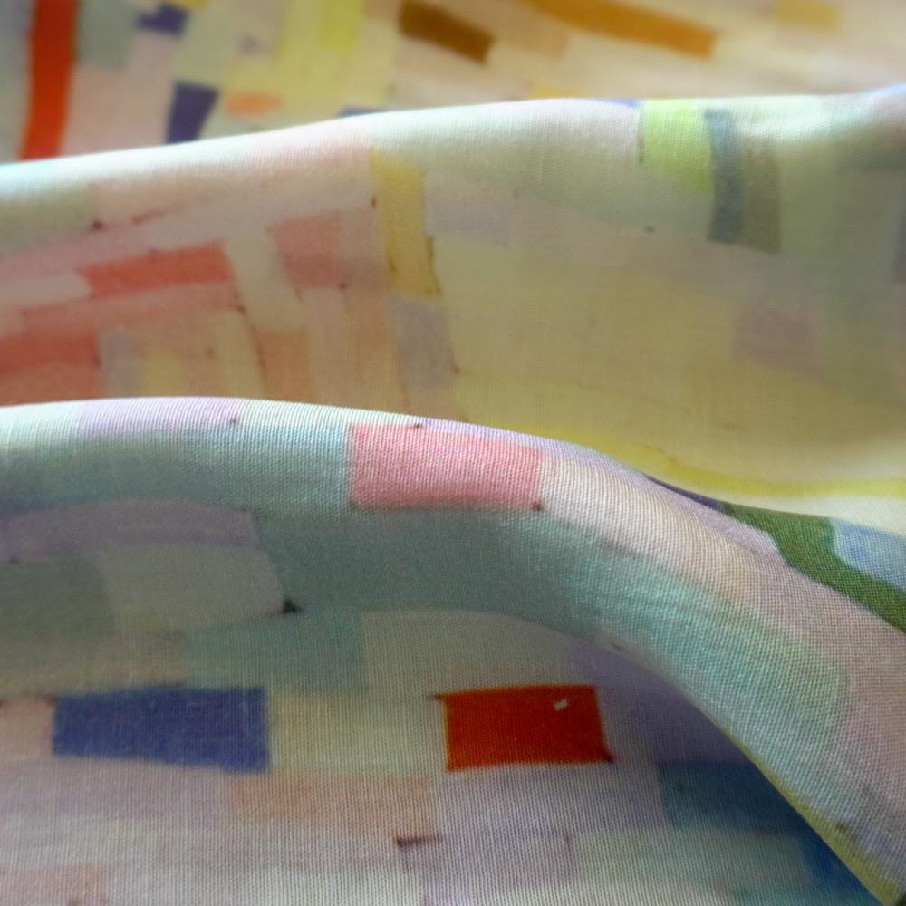 Pastel Painterly Print Tencel Linen Blend Fabric