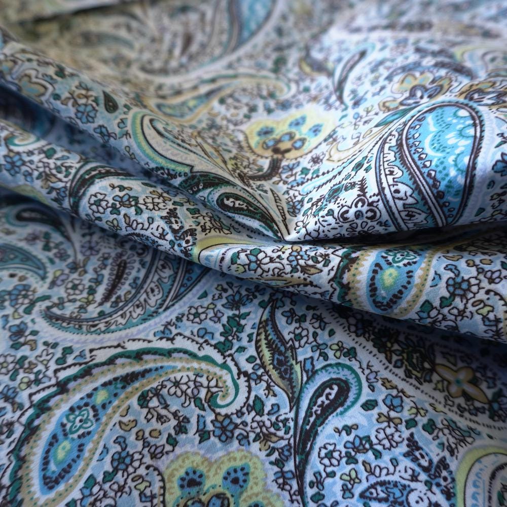 Vintage Paisley Floral Cotton – Blue & Turquoise