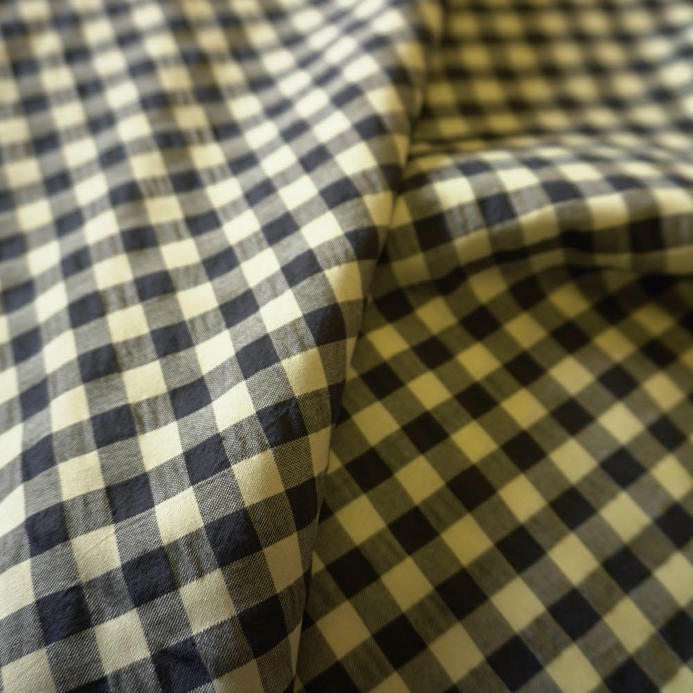 Yarn dyed cotton gingham bubble fabric - Black Yellow