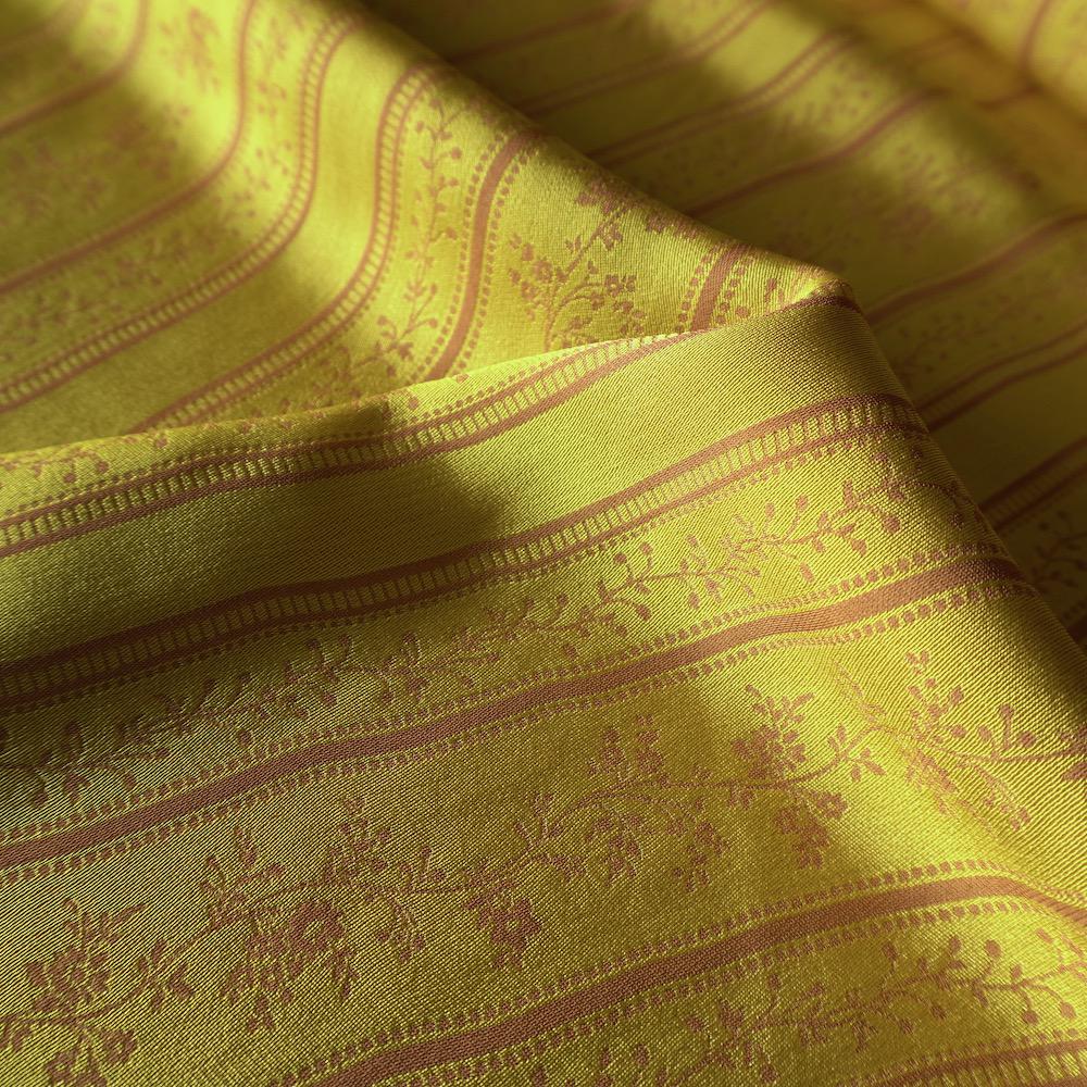 Yarn-Dyed Tencel Cotton Jacquard - Woven Vine Stripe - Yellow Chartreuse