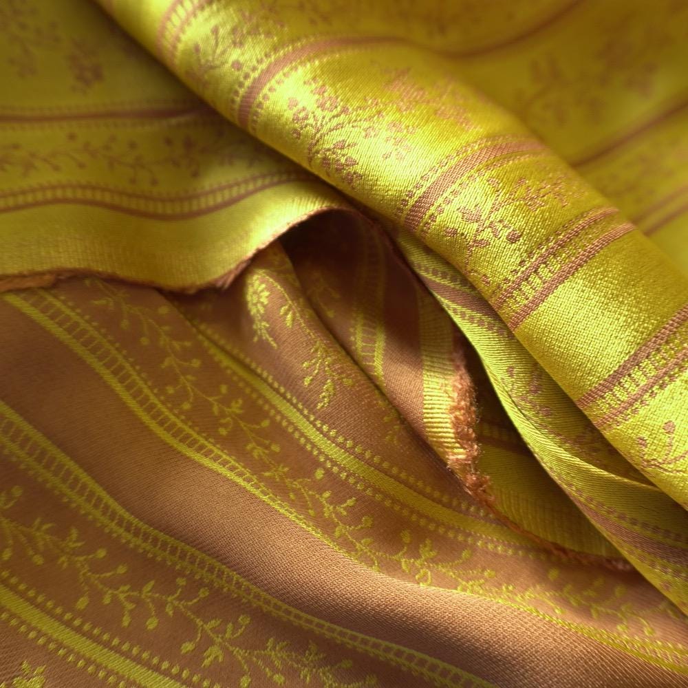 Yarn-Dyed Tencel Cotton Jacquard - Woven Vine Stripe - Yellow Chartreuse