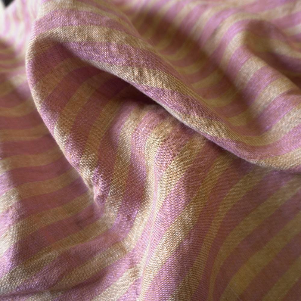 Washed Yarn dyed Linen Stripe - Plush Pink