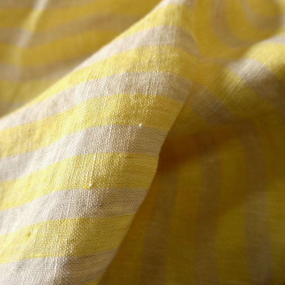 Washed Yarn dyed Linen Stripe - Bright Yellow