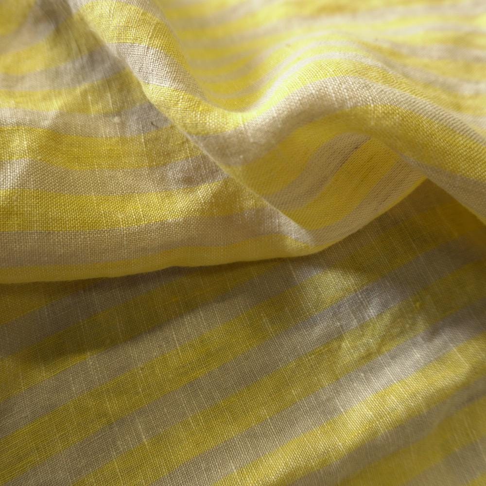 Washed Yarn dyed Linen Stripe - Bright Yellow