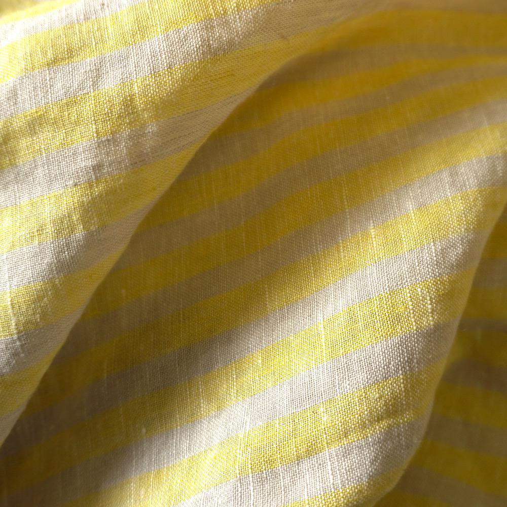 Washed Yarn dyed Linen Stripe - Bright Yellow