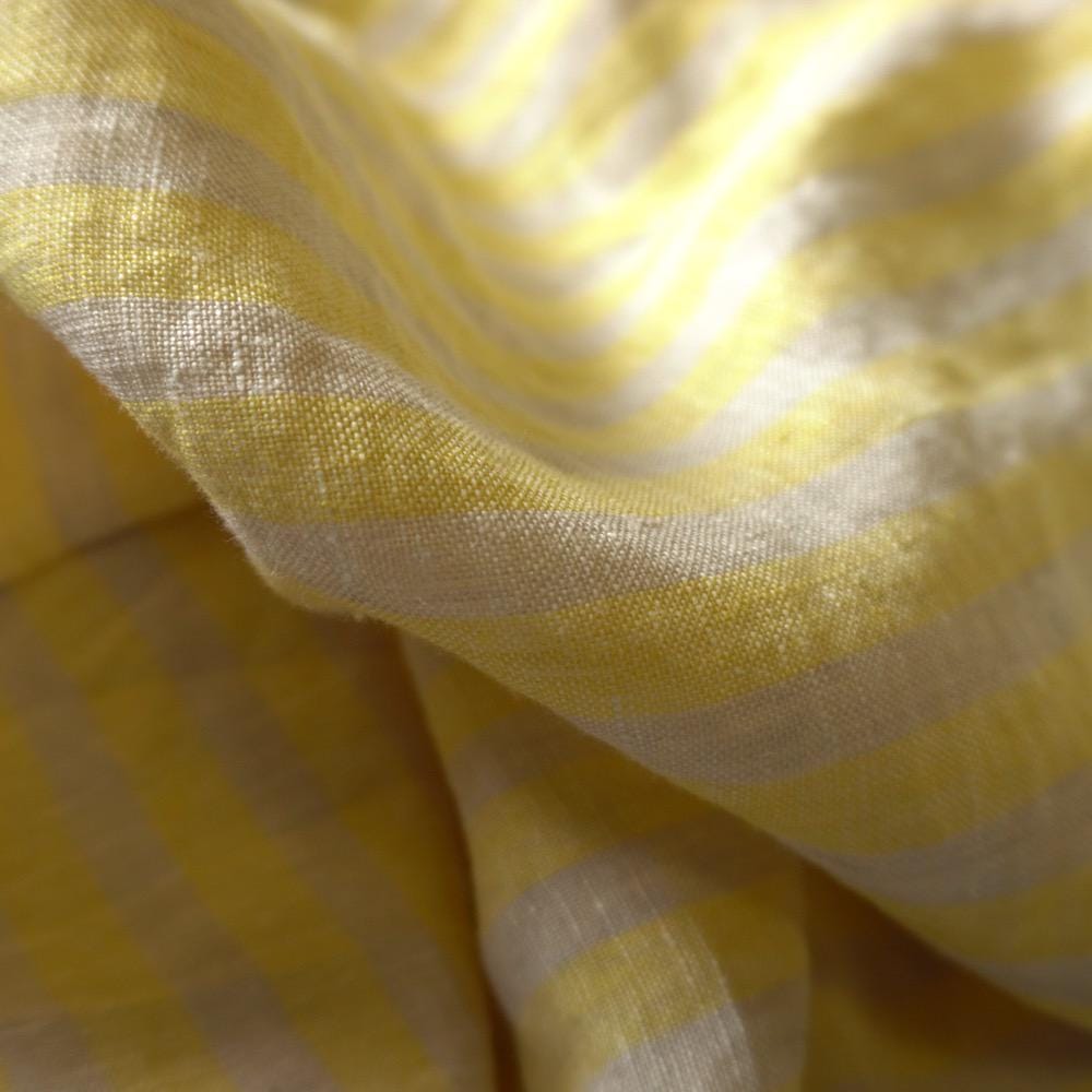 Washed Yarn dyed Linen Stripe - Bright Yellow