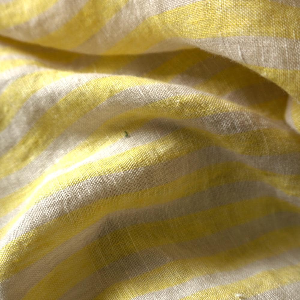 Washed Yarn dyed Linen Stripe - Bright Yellow