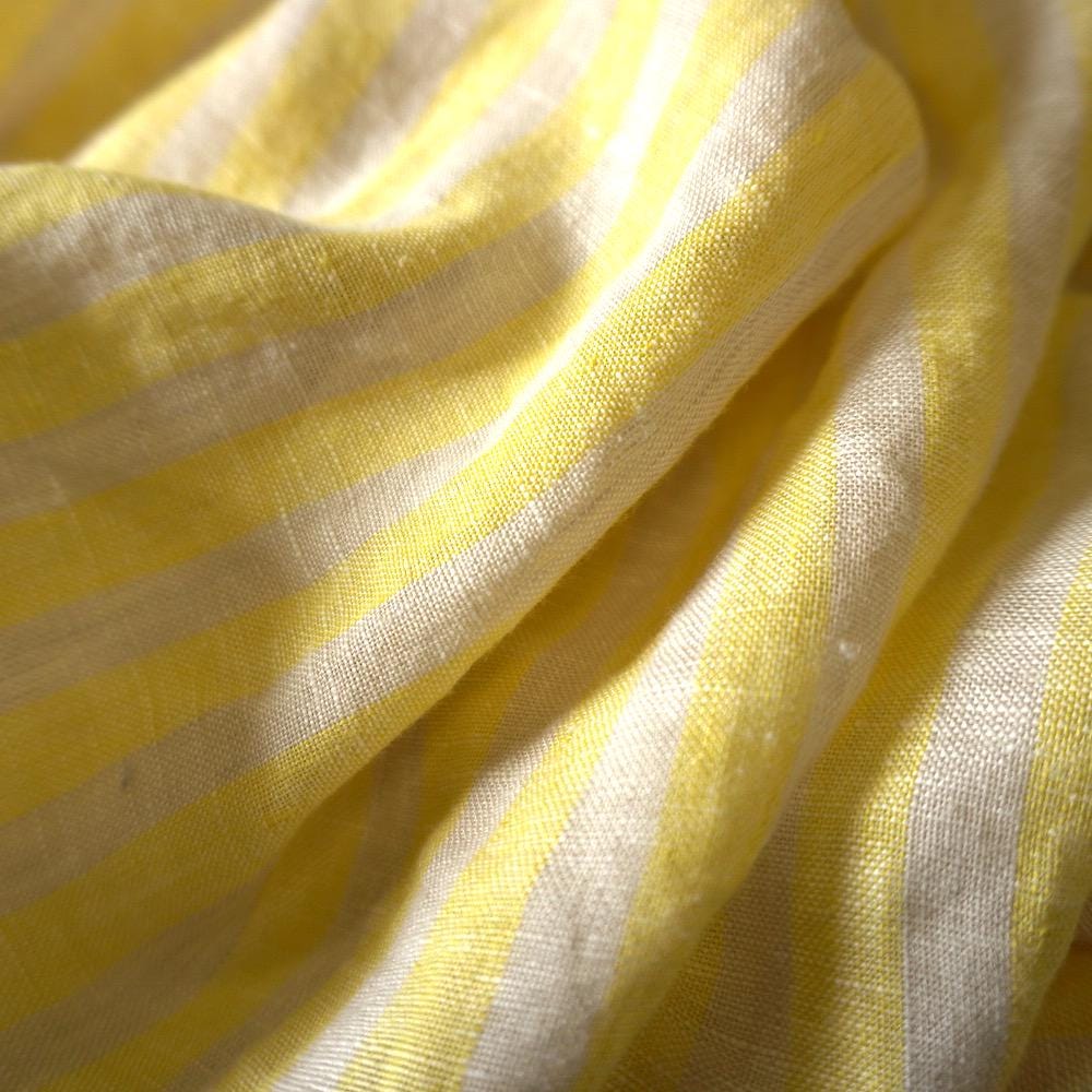 Washed Yarn dyed Linen Stripe - Bright Yellow