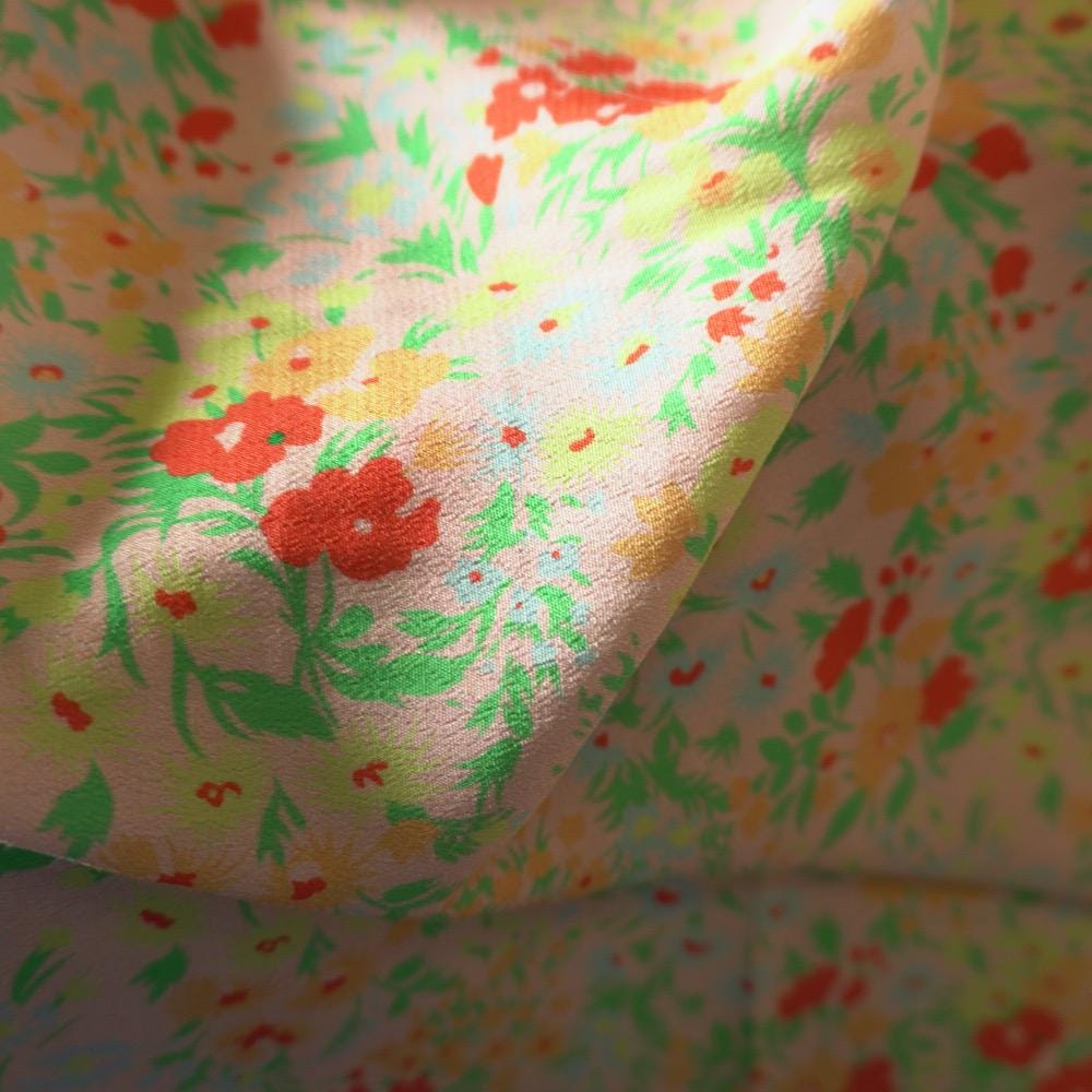 Coral Meadow Floral Tence Viscose Dual Crepe