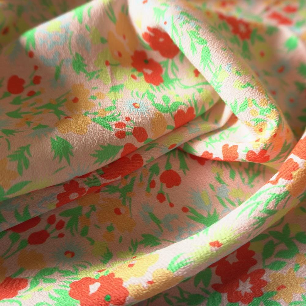 Coral Meadow Floral Tence Viscose Dual Crepe