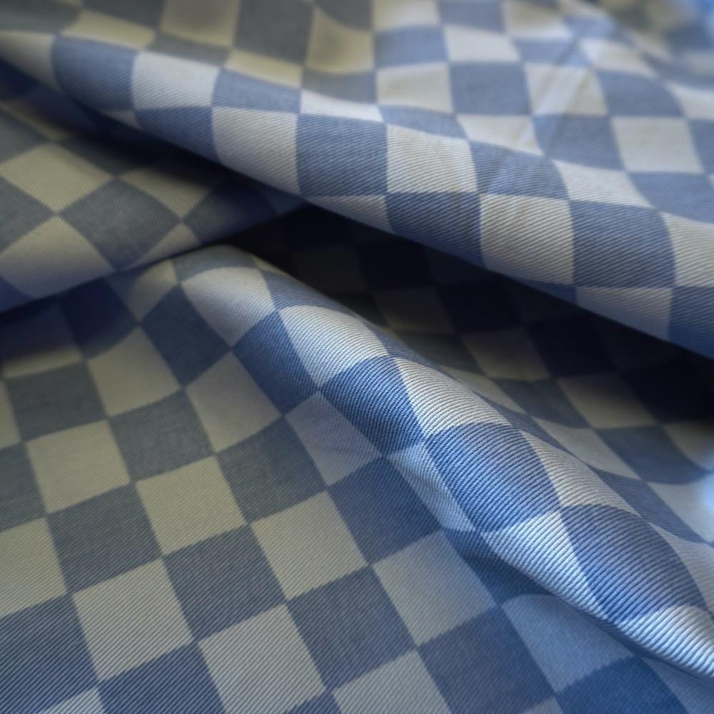 Cotton Canvas Checker board - Cornflower Blue