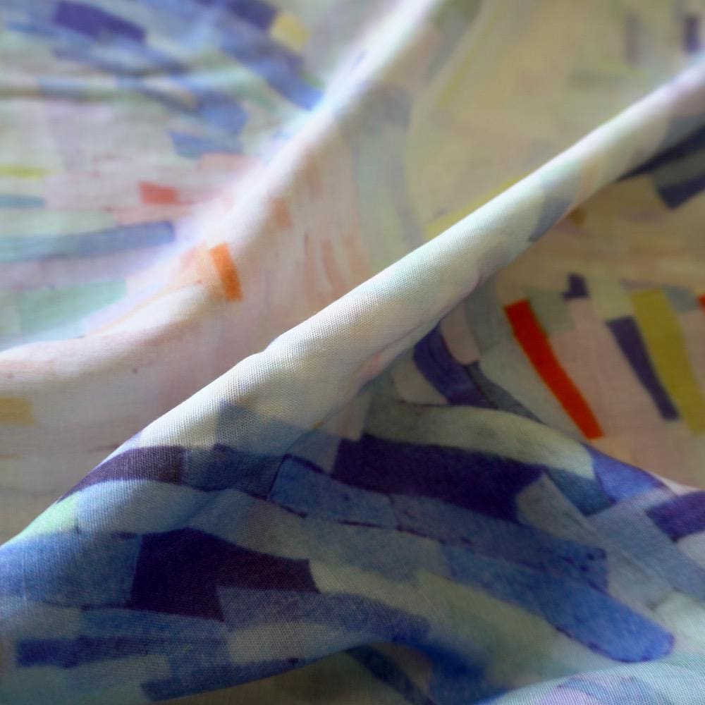 Pastel Painterly Print Tencel Linen Blend Fabric