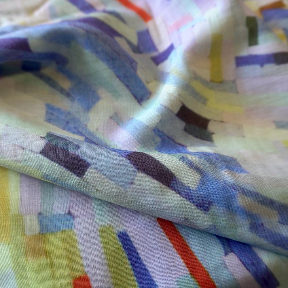 Pastel Painterly Print Tencel Linen Blend Fabric