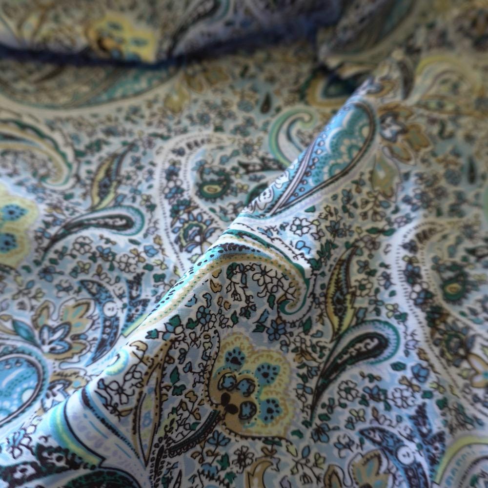 Vintage Paisley Floral Cotton – Blue & Turquoise