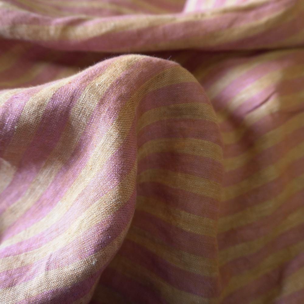 Washed Yarn dyed Linen Stripe - Plush Pink
