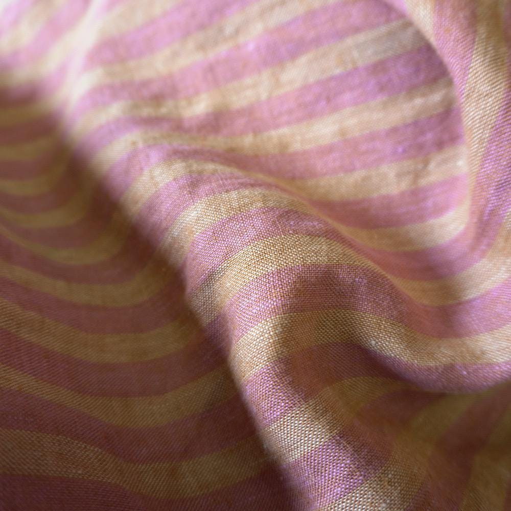 Washed Yarn dyed Linen Stripe - Plush Pink