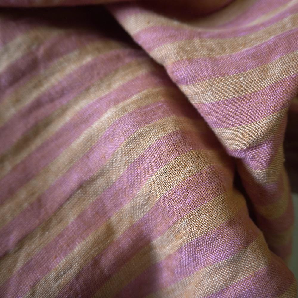 Washed Yarn dyed Linen Stripe - Plush Pink