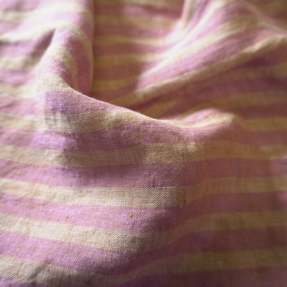 Washed Yarn dyed Linen Stripe - Plush Pink
