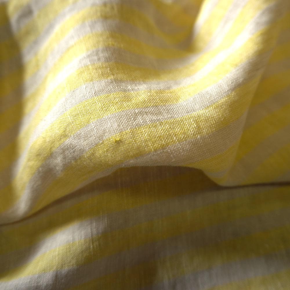 Washed Yarn dyed Linen Stripe - Bright Yellow