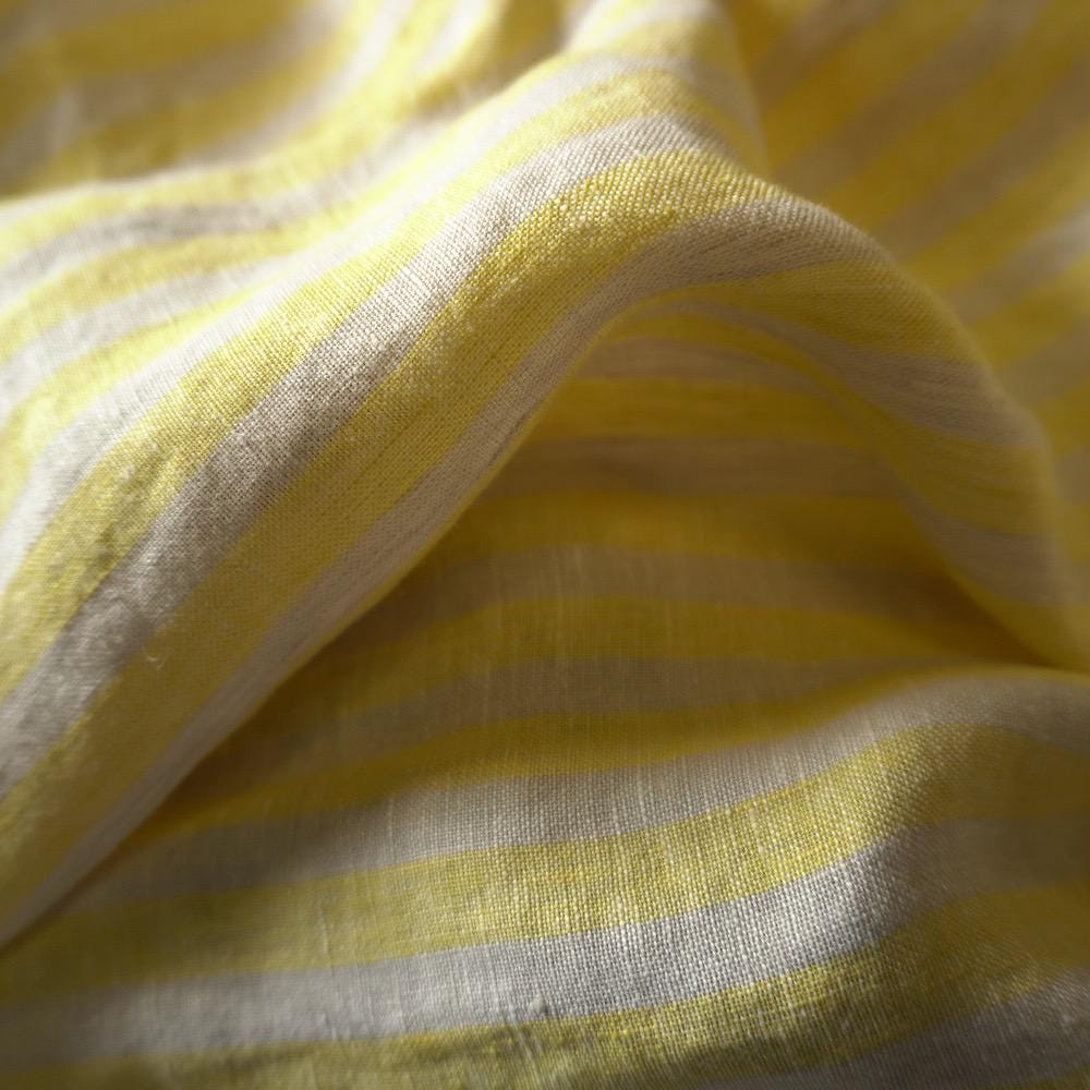 Washed Yarn dyed Linen Stripe - Bright Yellow