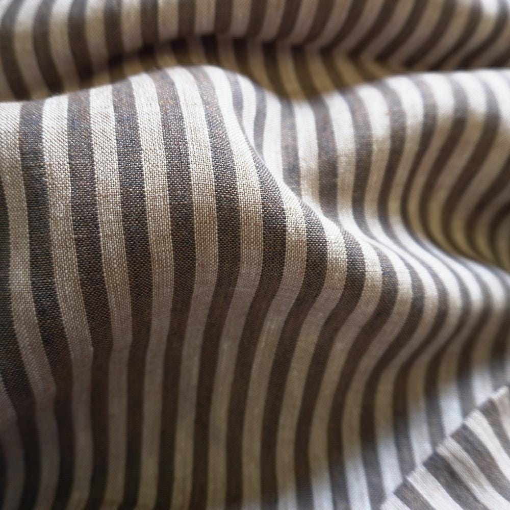 Washed Yarn dyed Linen Stripe - Grey Beige