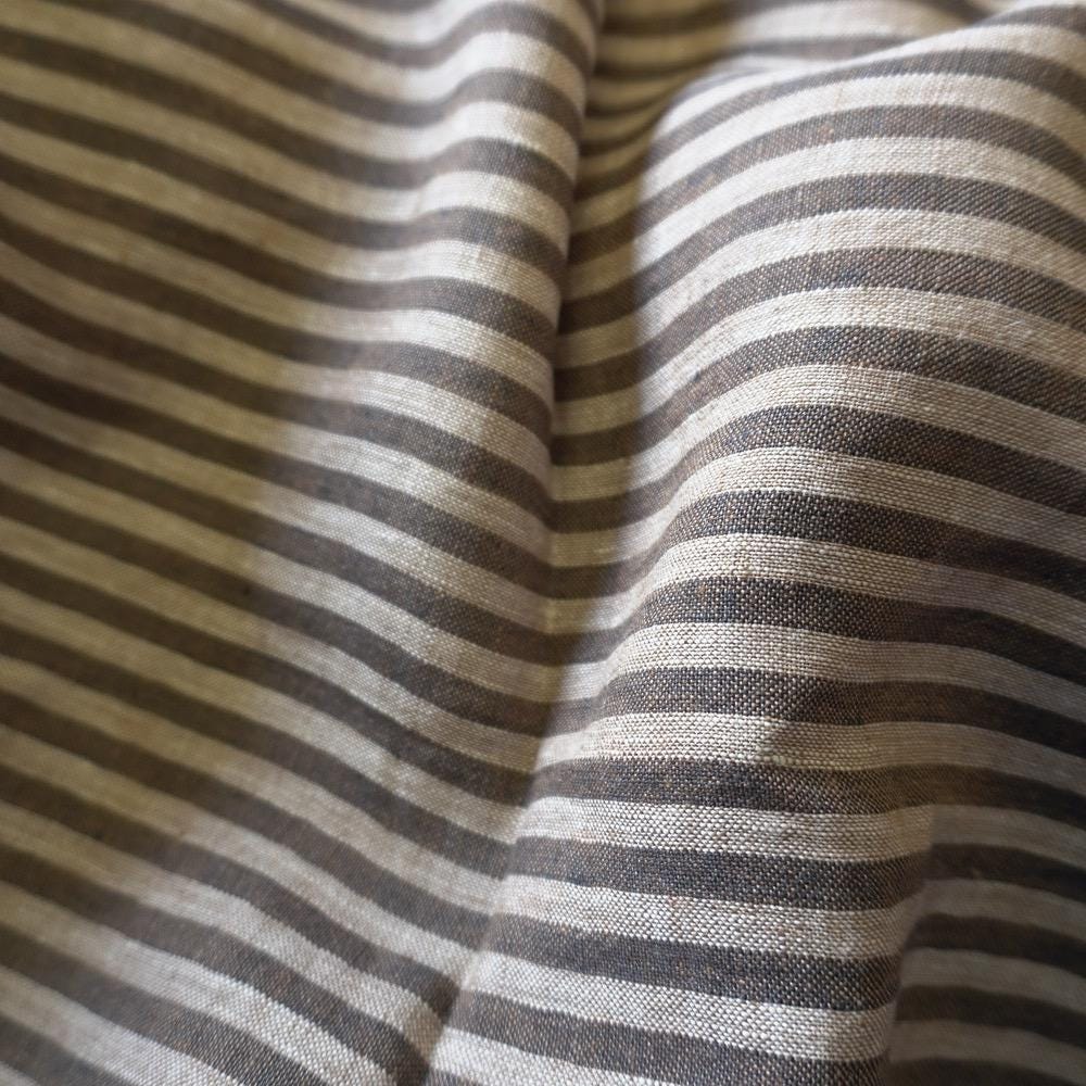 Washed Yarn dyed Linen Stripe - Grey Beige