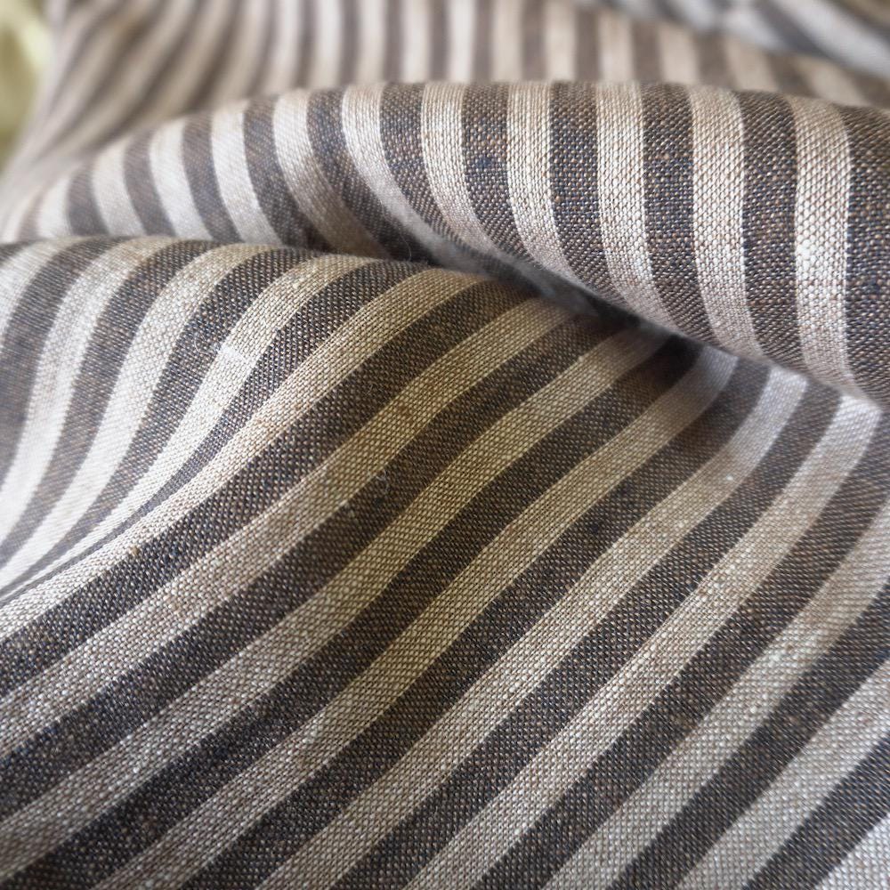 Washed Yarn dyed Linen Stripe - Grey Beige