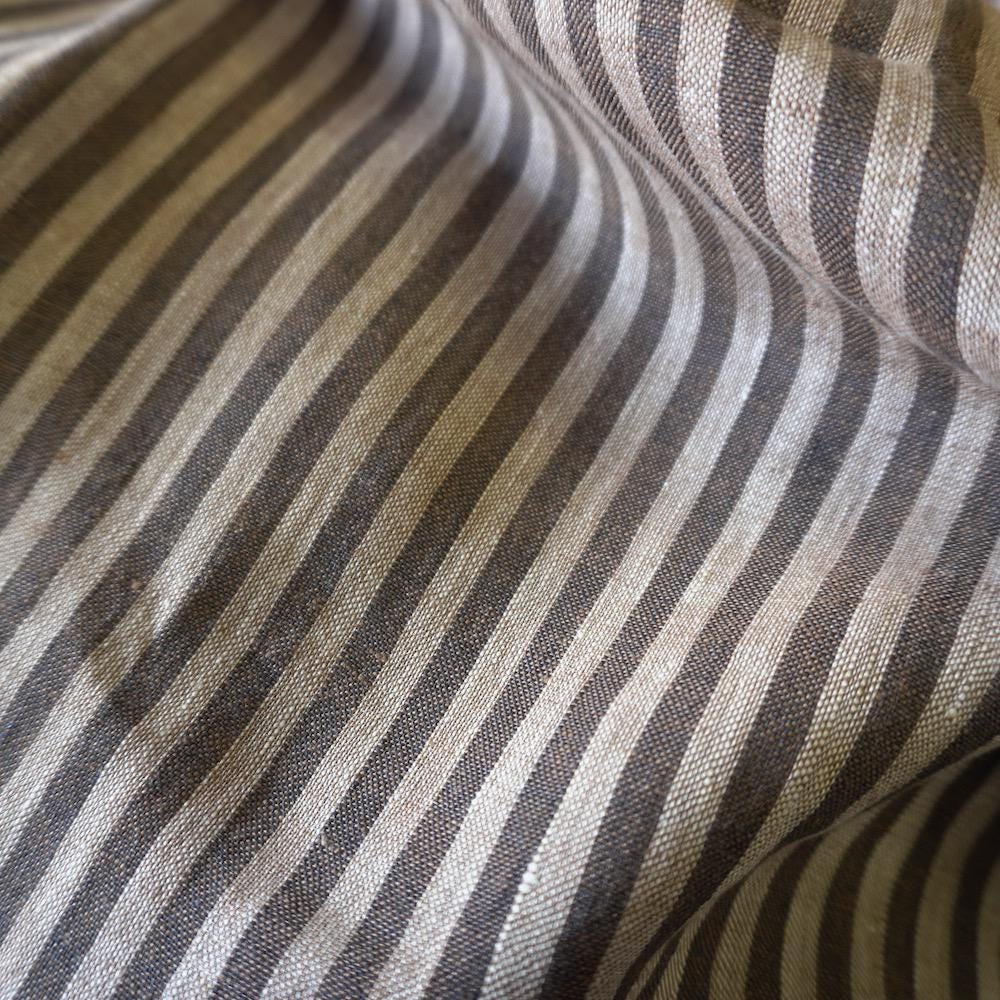 Washed Yarn dyed Linen Stripe - Grey Beige