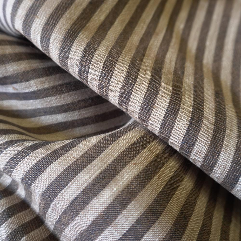 Washed Yarn dyed Linen Stripe - Grey Beige