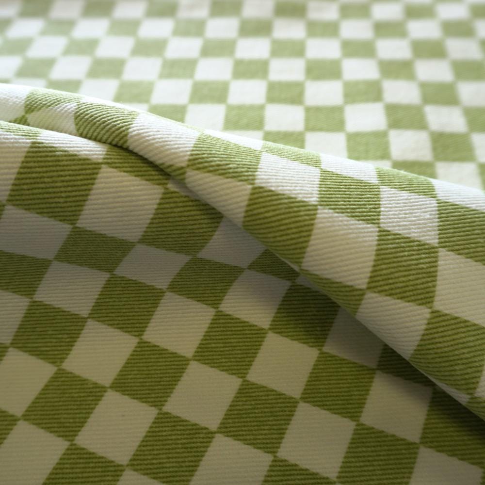 Cotton Canvas Checker board - Avocado Green