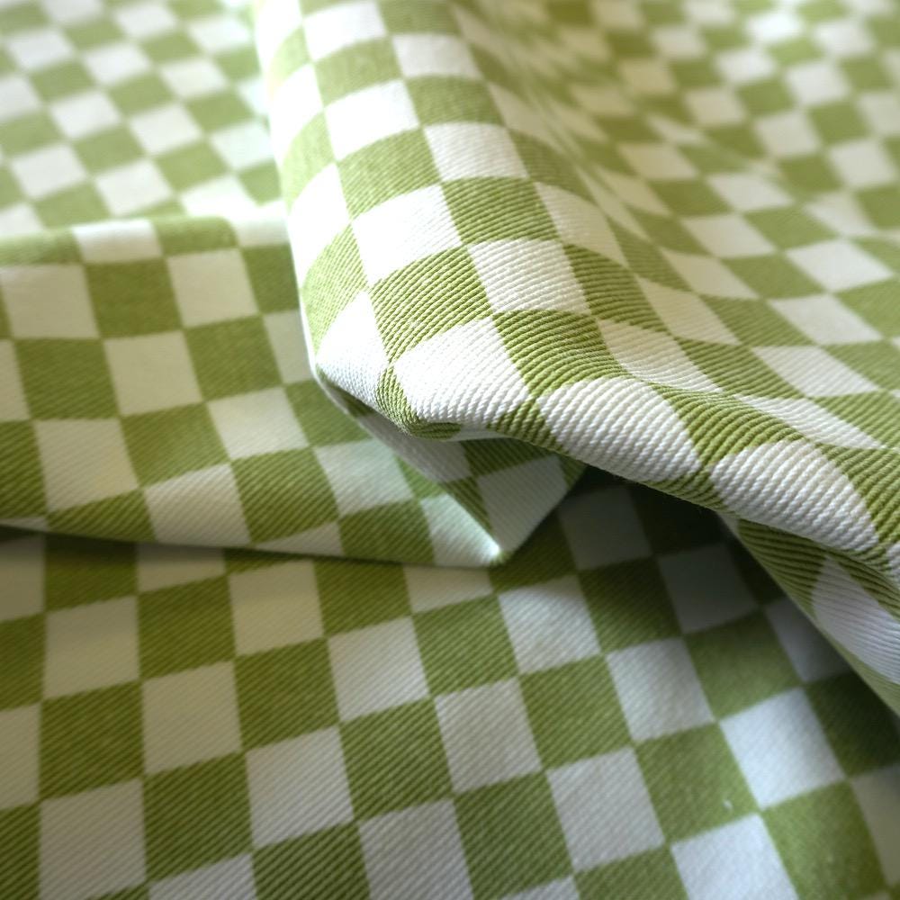 Cotton Canvas Checker board - Avocado Green