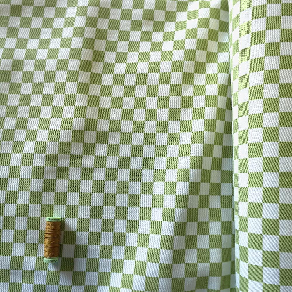Cotton Canvas Checker board - Avocado Green