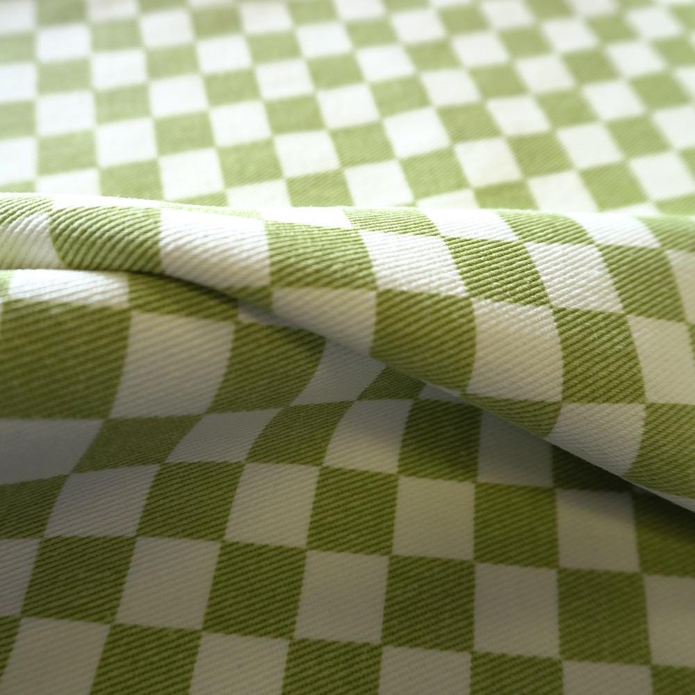 Cotton Canvas Checker board - Avocado Green