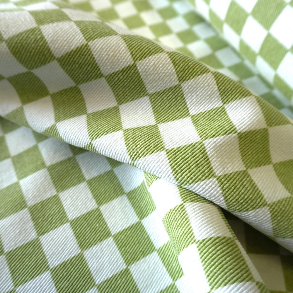 Cotton Canvas Checker board - Avocado Green