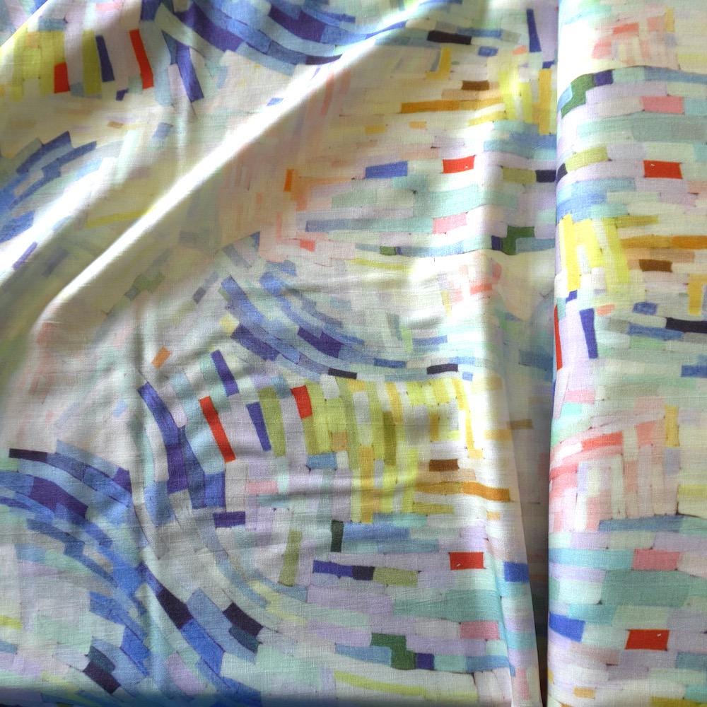 Pastel Painterly Print Tencel Linen Blend Fabric