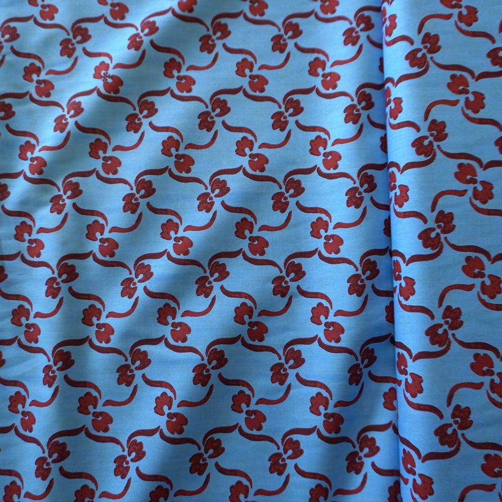 Vintage Style Red Floral Trail Cotton Poplin